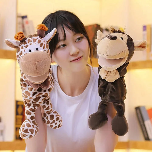 35cm Cartoon Animal Hand Puppet | Lion, Elephant, Pig Plush Toy for Interactive Play