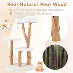 44 Inch Solid Wood Cat Tree with Perch and Natural Jute Scratching Posts-White