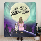 Personalized Memorial Pet Mom Fleece Throw Blanket & Quilt - Gift Idea For Dog/Cat Owners - I Love You To The Moon And Back