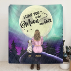 Personalized Memorial Pet Mom Fleece Throw Blanket & Quilt - Gift Idea For Dog/Cat Owners - I Love You To The Moon And Back