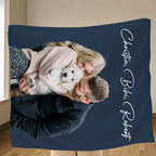 Personalized Photo Dog Mom Dad Quilt/Fleece Throw Blanket - Gift Idea For Family/Pet Lover