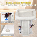 Cozy Beige Cat Tree with Condo, Scratch Post, Hammock & Fun Hanging Balls for Your Feline Friends