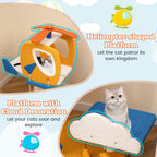 Indoor Small Aviation-themed Cat Tree Cat Tower with Helicopter Top Perch-Yellow