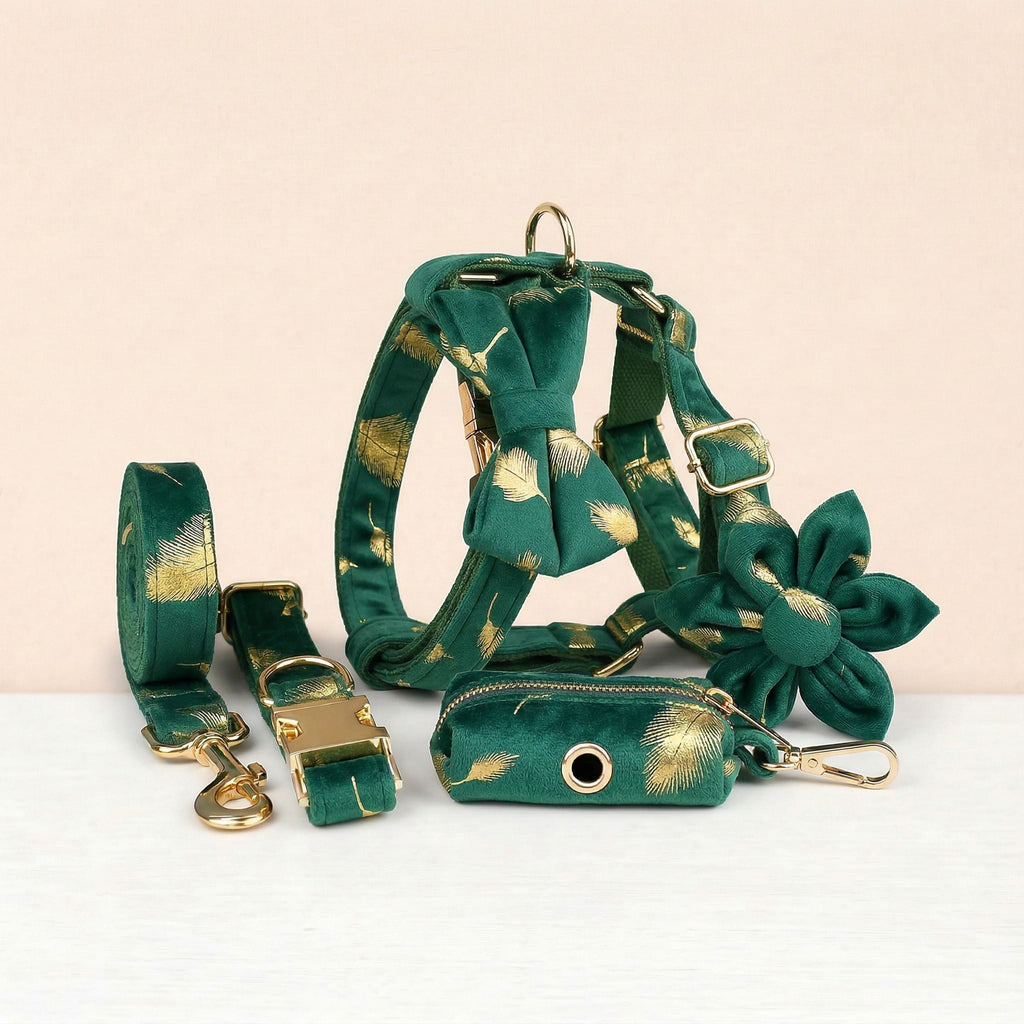 Green Feather Velvet Set