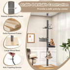 Floor to Ceiling Cat Tree with 93 Inch-107 Inch Adjustable Height-Gray