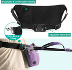 Hands Free Dog Leash Dual Bungee Waist Belt Adjustable Running Walking 2 Dogs