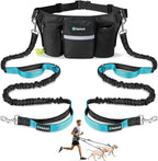 Hands Free Dog Leash Dual Bungee Waist Belt Adjustable Running Walking 2 Dogs