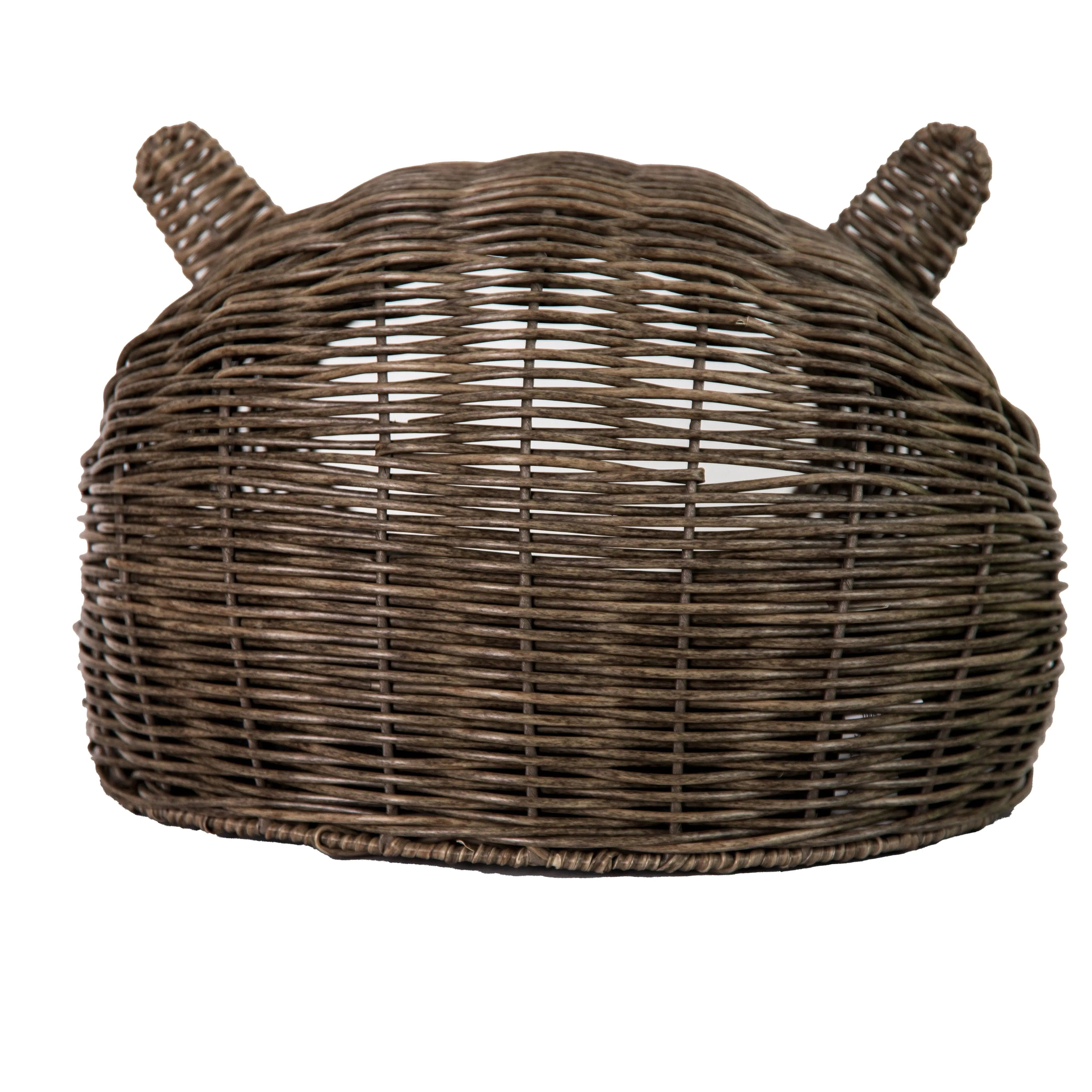 Huntley Pet Wicker Cat Shaped Play House Pet Bed with Cushion