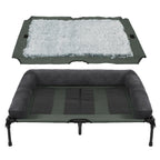 Raised Dog Bed with Cooling Breathable Mat and Soft Plush