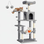 56.3" Multi-Cat Tree Tower Hammock, Condo & Scratching Posts for Indoor Cats