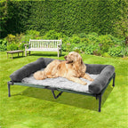Raised Dog Bed with Cooling Breathable Mat and Soft Plush