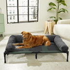 Raised Dog Bed with Cooling Breathable Mat and Soft Plush