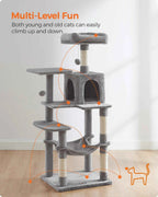 56.3" Multi-Cat Tree Tower Hammock, Condo & Scratching Posts for Indoor Cats
