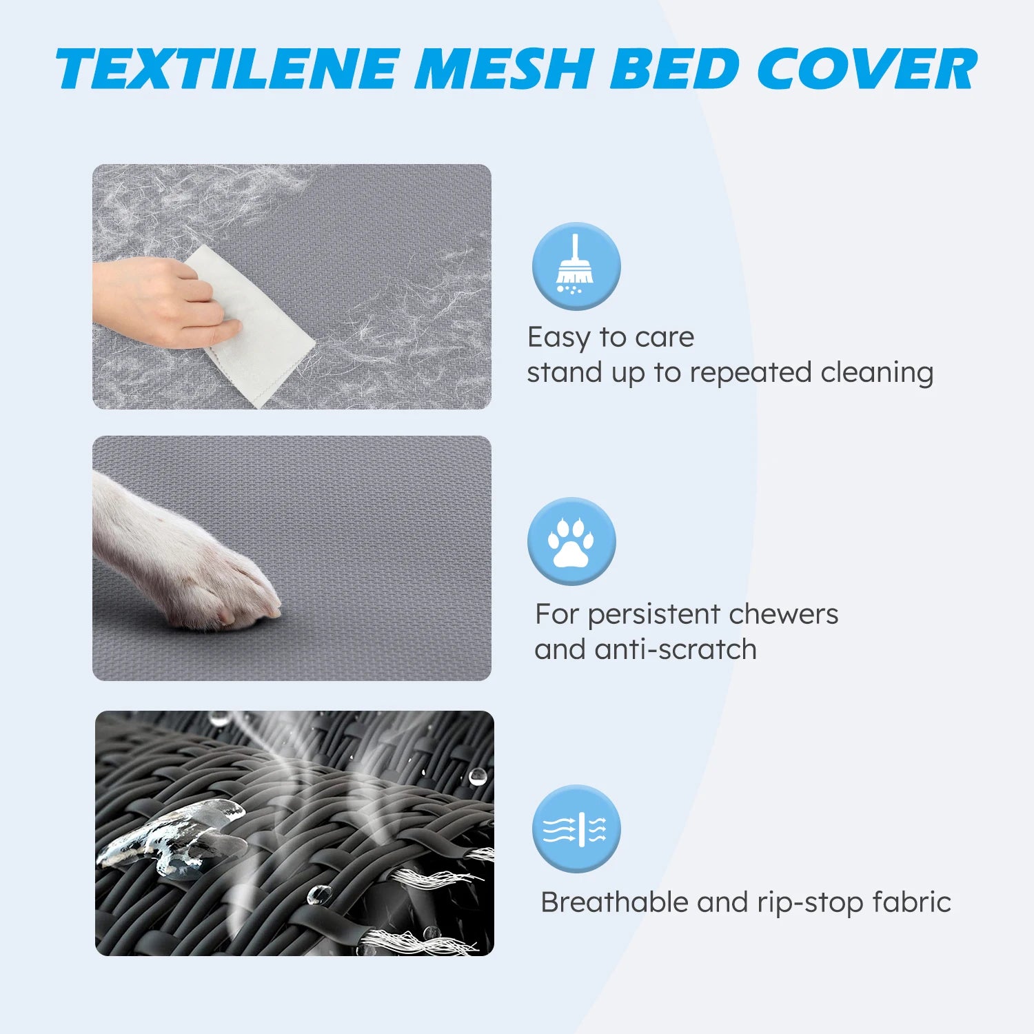 Cooling Raised Pet Cot with Chew Proof Washable Breathable Mesh and Metal Frame