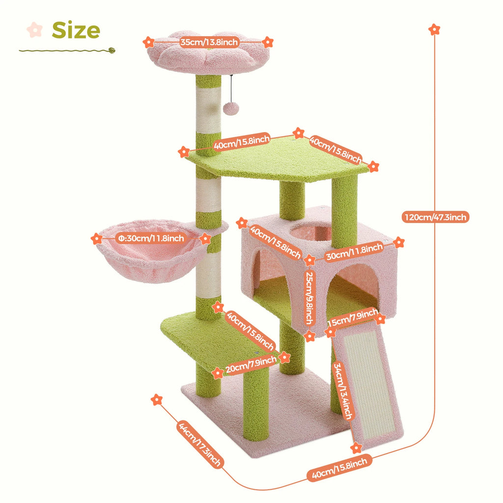 Flower Multi-Level Cat Tower with Sisal Covered Scratching Posts