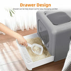 Foldable Enclosed Cat Litter Box with Sifting Tray & Scoop - Top and Front Entry Kitten Toilet