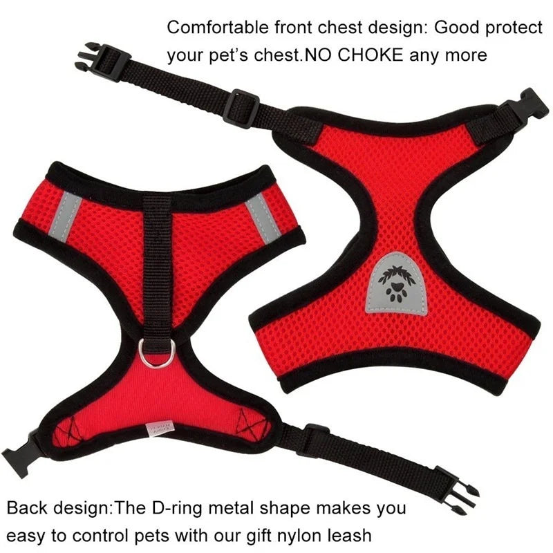 Breathable Mesh Cat Harness and Leash Set | Reflective Soft Vest for Small Cats and Dogs