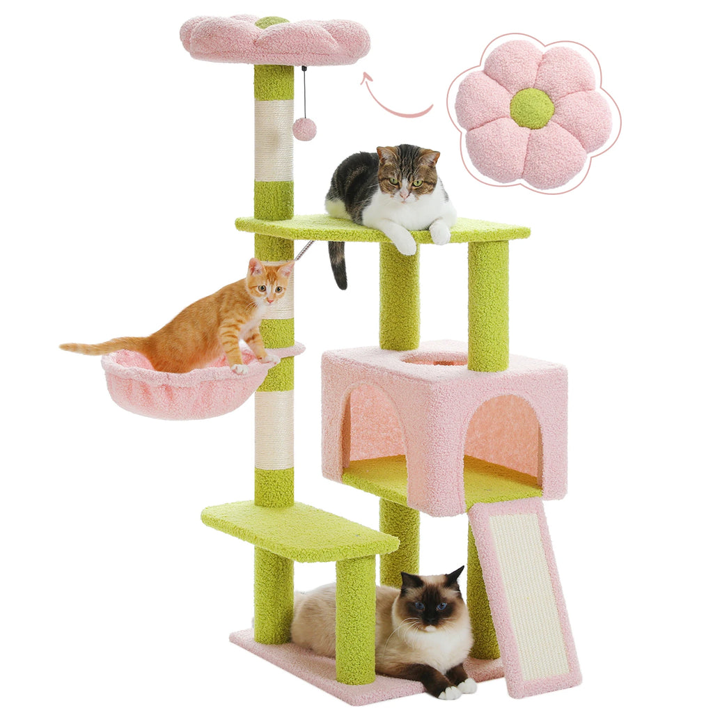 Flower Multi-Level Cat Tower with Sisal Covered Scratching Posts