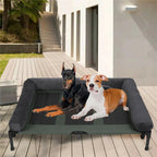 Raised Dog Bed with Cooling Breathable Mat and Soft Plush