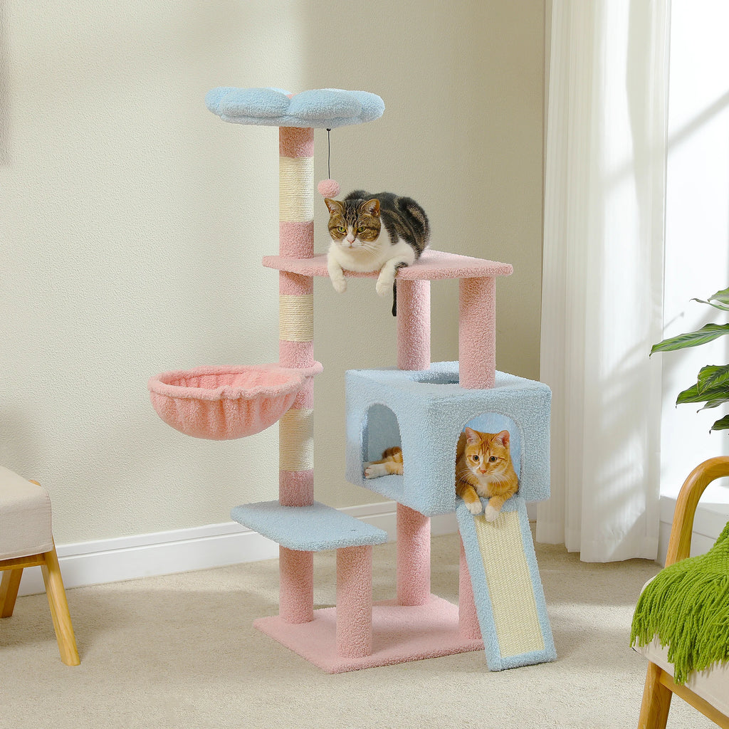 Flower Multi-Level Cat Tower with Sisal Covered Scratching Posts