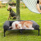 Raised Dog Bed with Cooling Breathable Mat and Soft Plush
