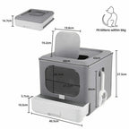 Foldable Enclosed Cat Litter Box with Sifting Tray & Scoop - Top and Front Entry Kitten Toilet