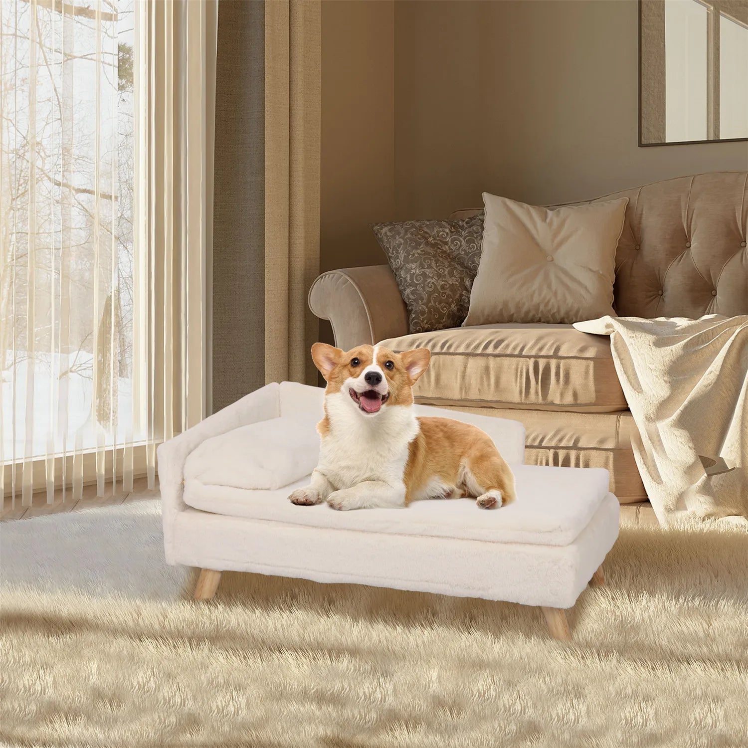 Nordic Pet Stool Bed with Cozy Waterproof Pad