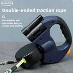 Premium 3M Retractable Double Dog Leash – Reflective 360° Swivel No-Tangle Lead with LED Lights for Small Dogs