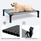 Cooling Raised Pet Cot with Chew Proof Washable Breathable Mesh and Metal Frame