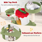 61 Inches Cute Christmas Cat Tree with Sisal Scratching Posts and 2 Condos-Green