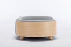 Scandinavian Style Elevated Dog Bed Pet Sofa Velvet Cushion Mid Size Light Grey