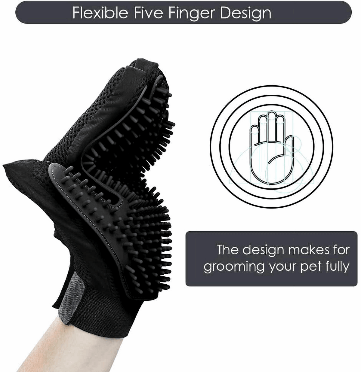 Silicone Pet Grooming Gloves – Fur Remover Mittens, 1 Pair