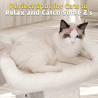 Cozy Beige Cat Tree with Condo, Scratch Post, Hammock & Fun Hanging Balls for Your Feline Friends
