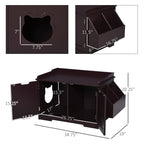 Cat Litter Box Nightstand End Table Enclosure